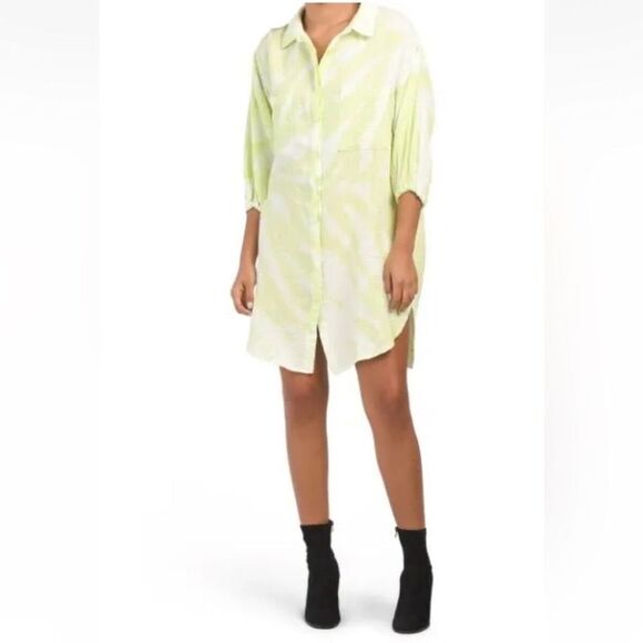 Young Fabulous & Broke Dresses & Skirts - Young Fabulous and Broke Tie Dye Linen Blend Sand Dollar Shirt Dress, Size L